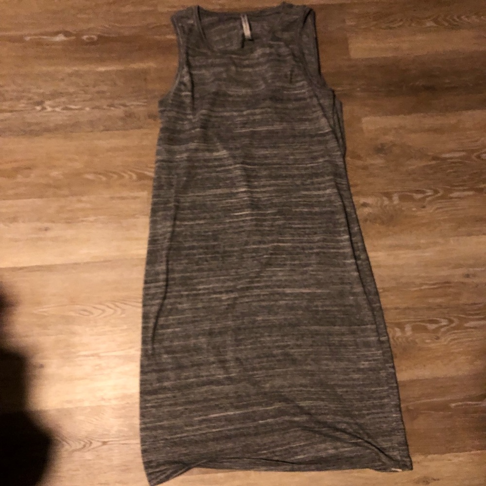 grey & white mid-length dress
